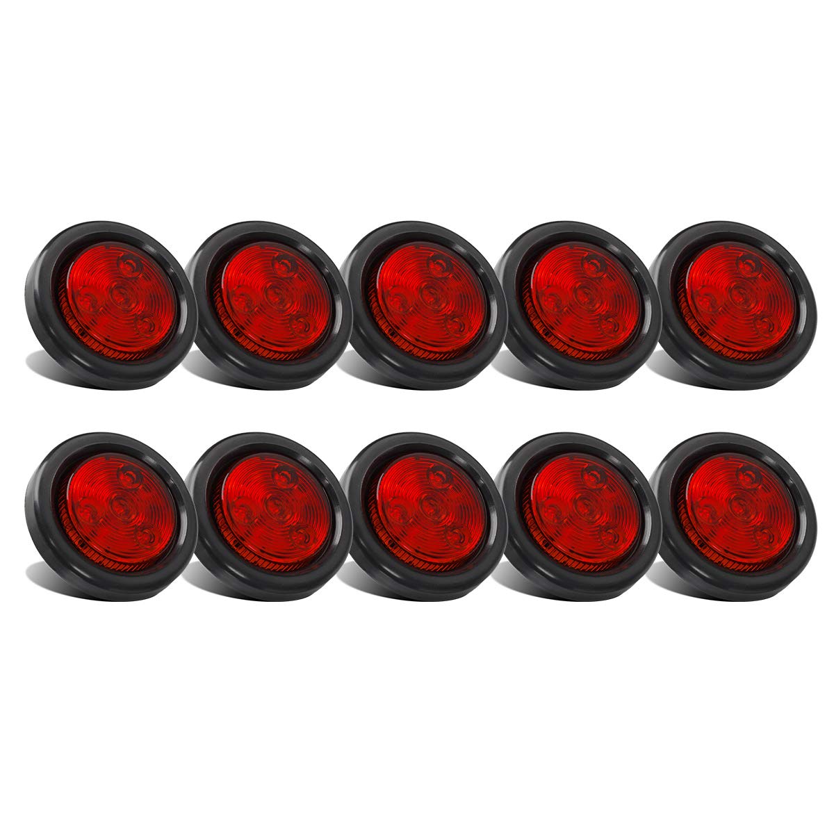 Partsam red 2-inch round marker light front view with reflex lens improves visibility.