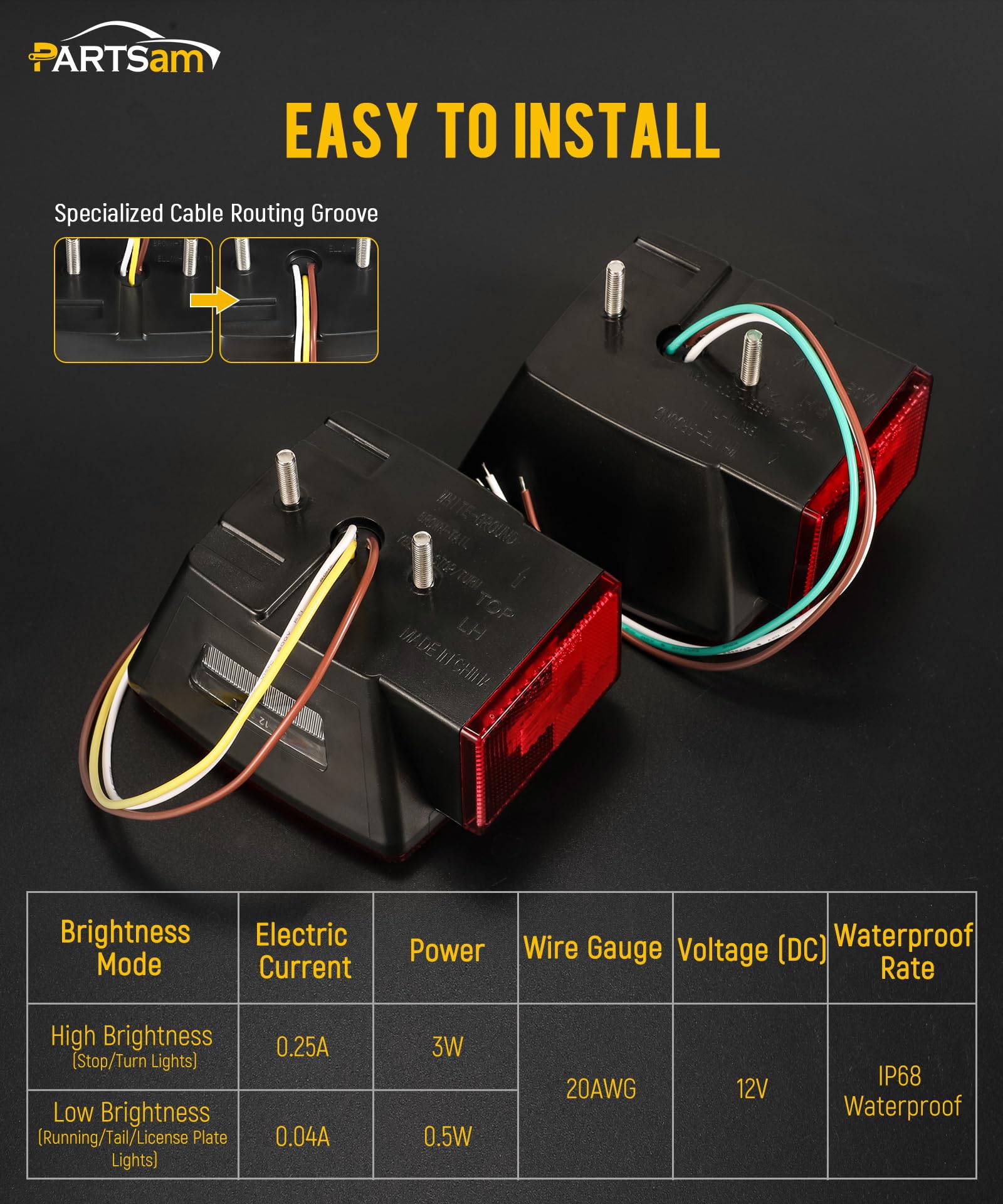 Partsam red clear lens trailer light adds high visibility on the road.