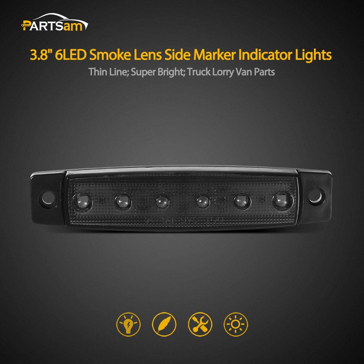 Partsam red LED marker light with smoked lens for rear lighting and signaling