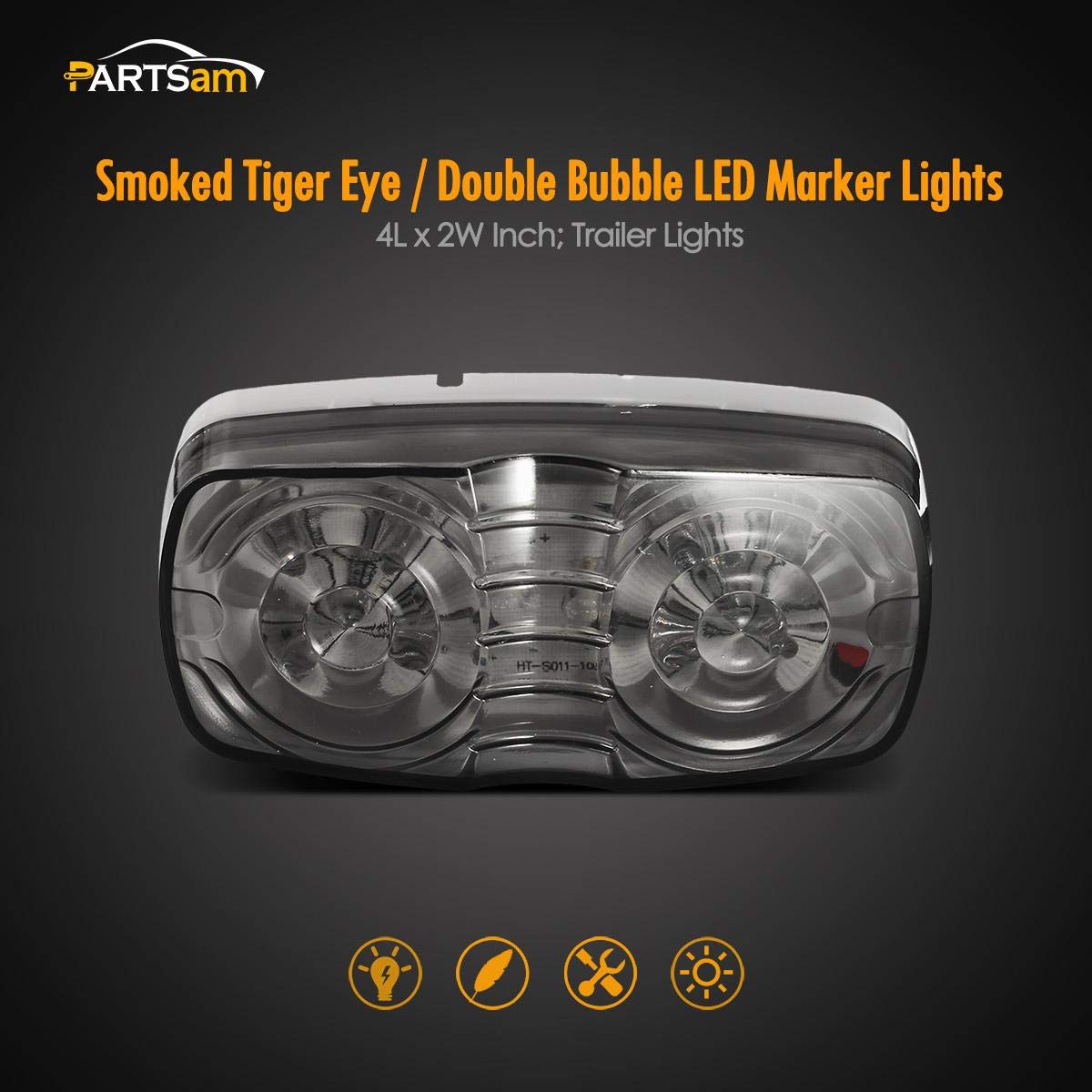 Partsam red smoke lens double-bullseye light enhances rear visibility for following traffic