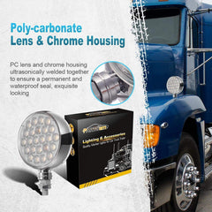 Partsam round LED pedestal light, dual-face, rear red signal, improves trailer visibility.