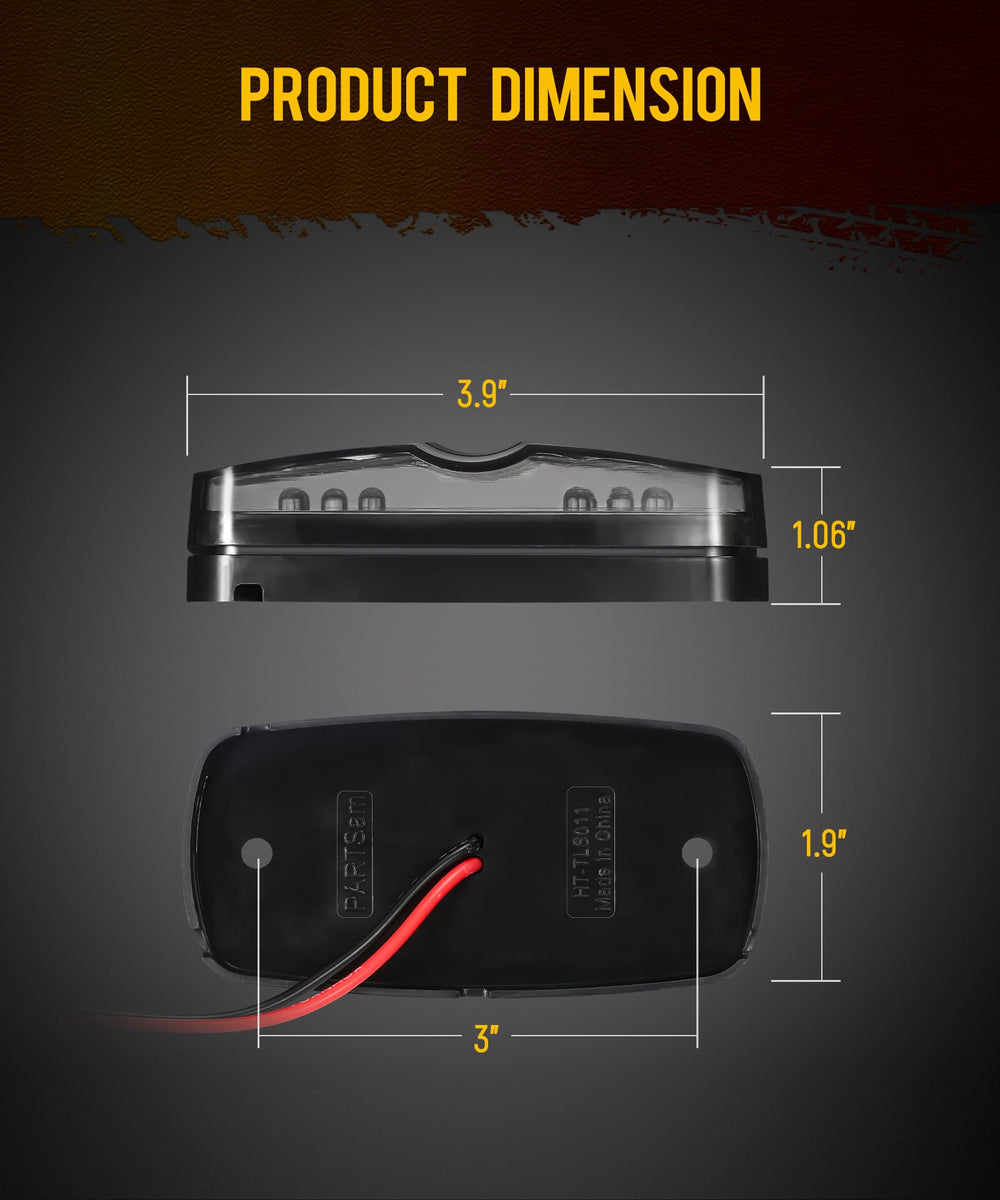 Partsam RV marker light with smoked lens and rugged black base.