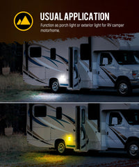 Partsam RV porch light clear lens provides bright, broad illumination for entryways.