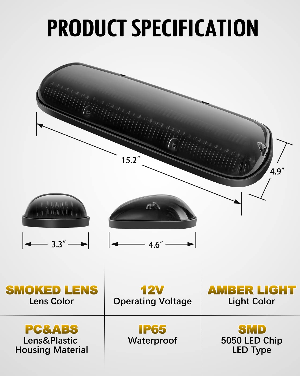 Partsam Silverado/Sierra 2002-2007 fit cab lights with smoke lens for glare control.