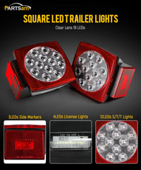Partsam square LED trailer light right side for clear running and tail illumination.