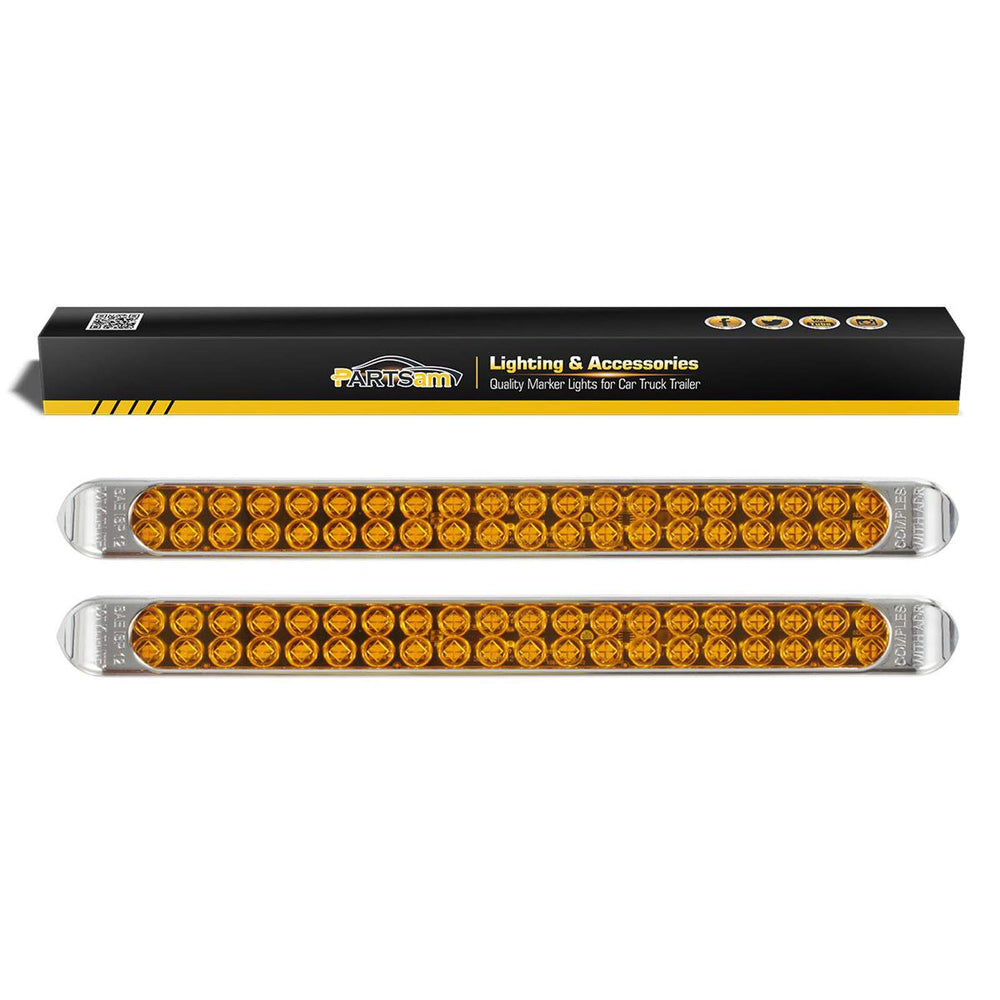 Partsam submersible 17 inch amber LED light bar with chrome bezel for bright signaling