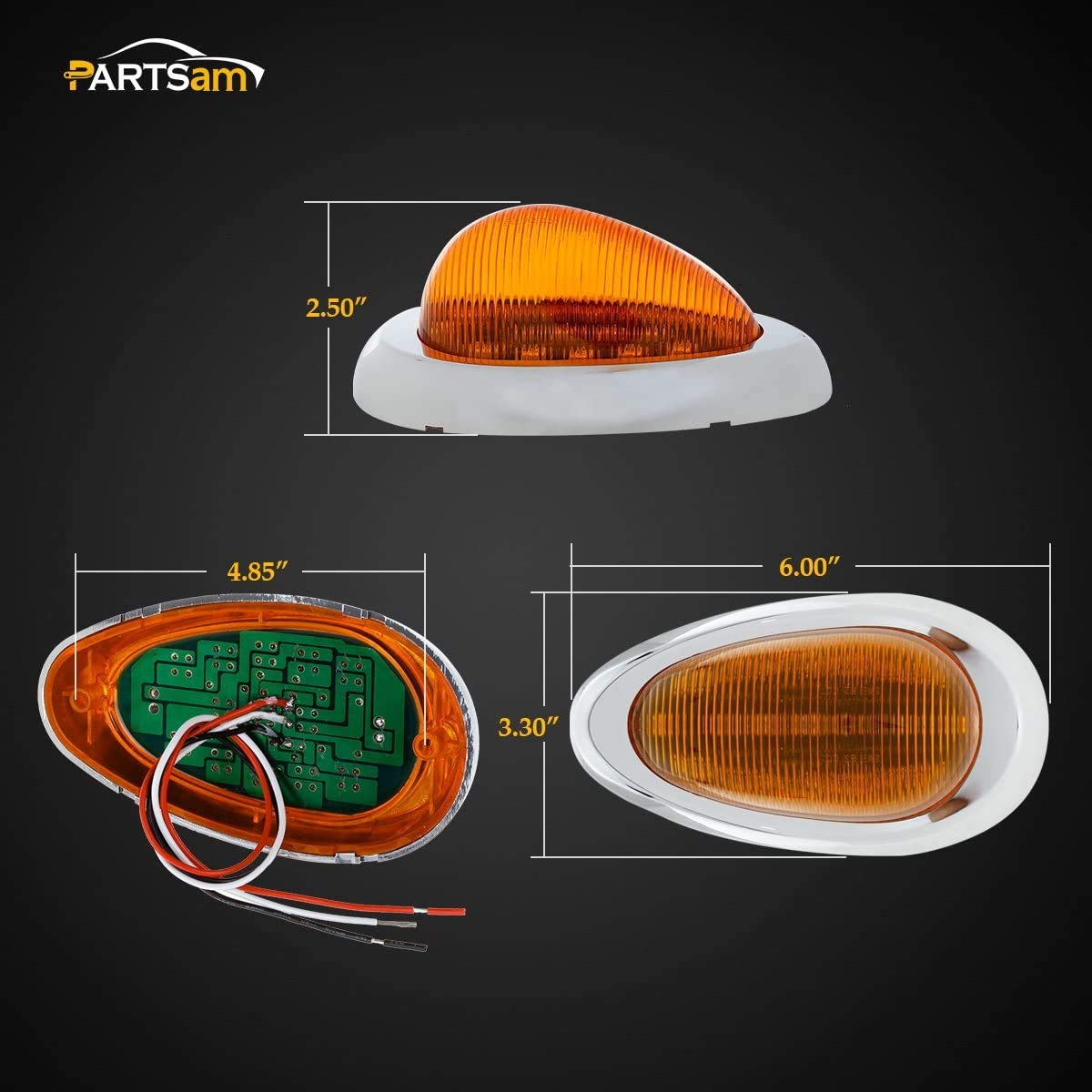 Partsam surface-mount design with three-wire hookup enables easy installation.