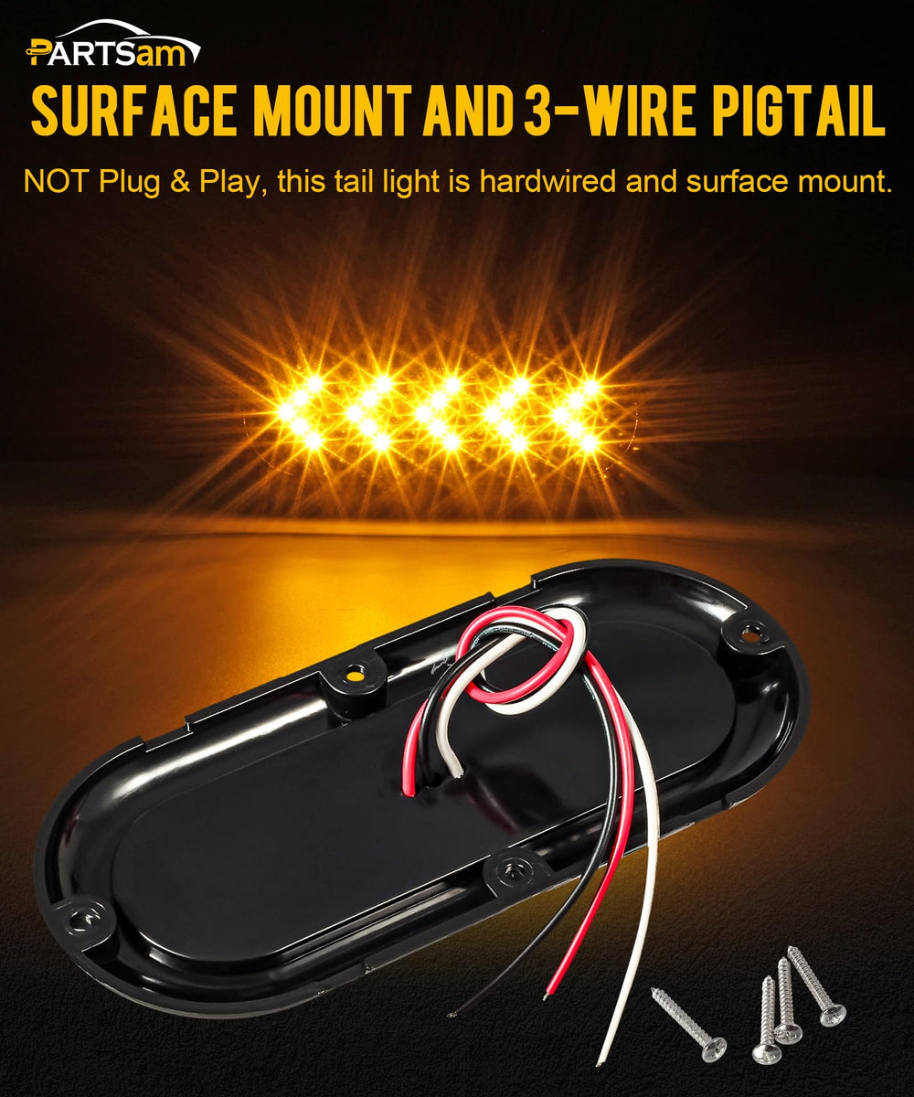Partsam surface-mount amber turn signal light for easy flange installation.