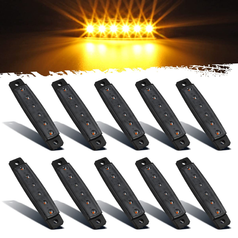 Partsam thin amber 6-LED side marker light with smoke lens improves nighttime visibility.