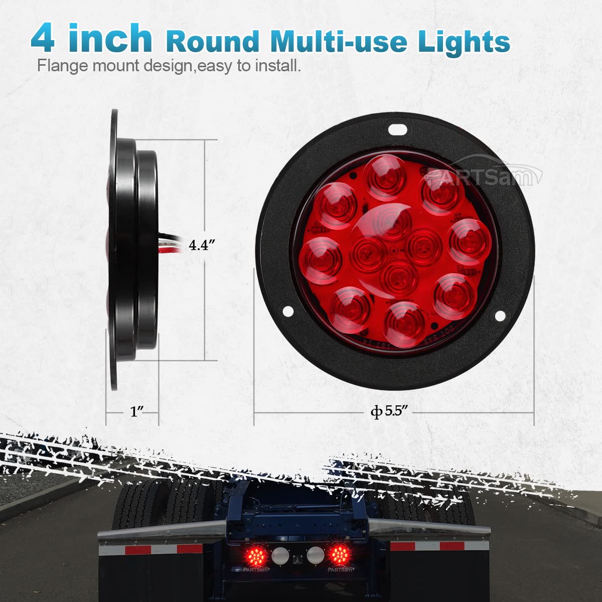 Partsam red high-brightness LED mode improves signaling at night.