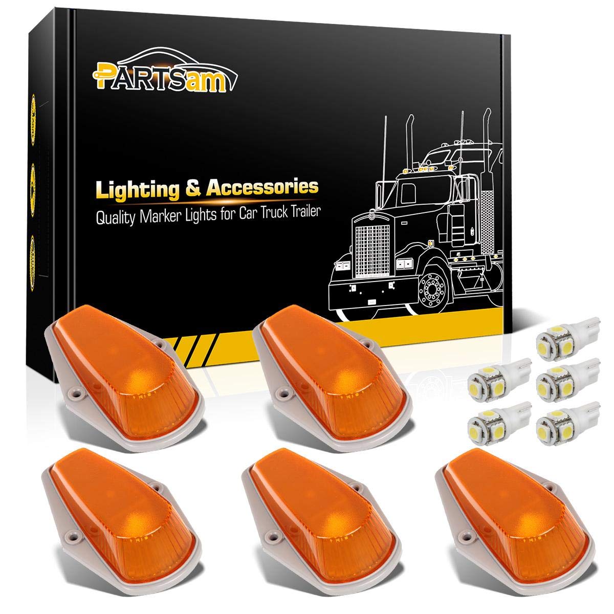 Partsam top cab marker amber cover lens enhances night visibility on Ford trucks