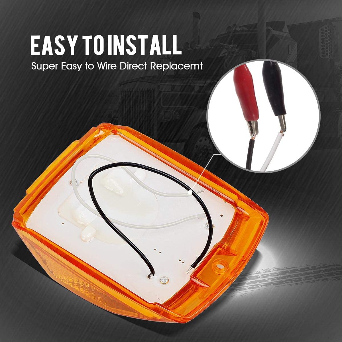 Partsam amber yellow top roof cab marker light on a vehicle