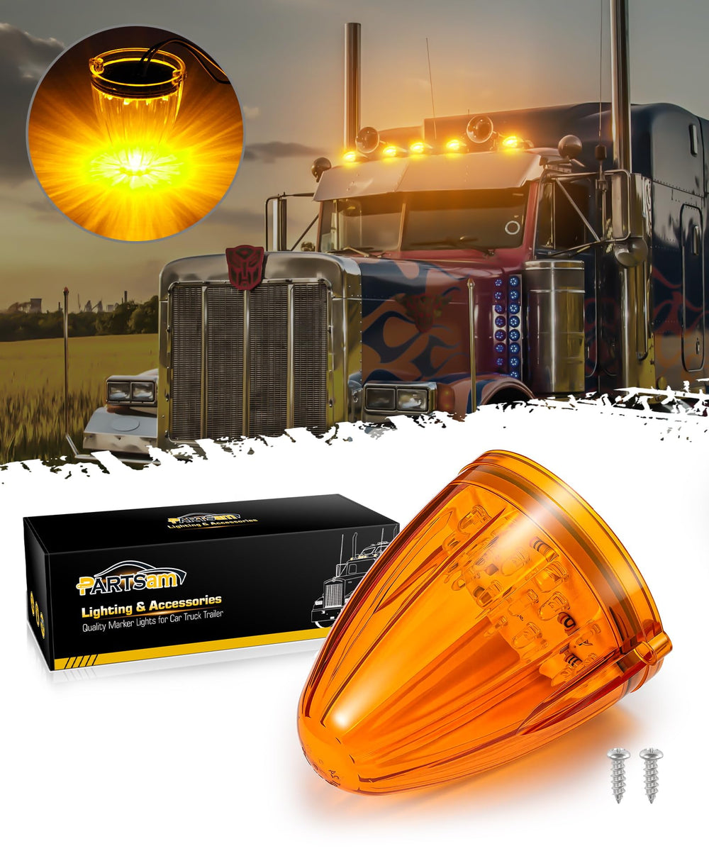 Partsam torpedo-style amber cab marker light for a modern truck look.
