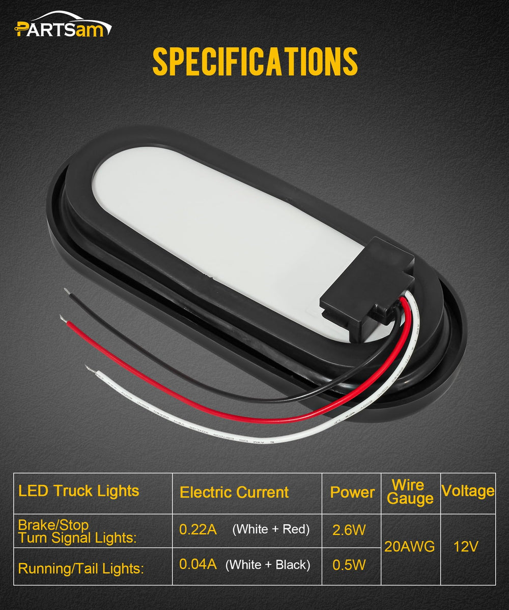 Partsam flush-mount red oval trailer light with grommets for clean installs