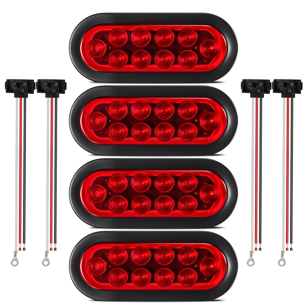 Partsam trailer LED red oval 6inch front view for nighttime visibility