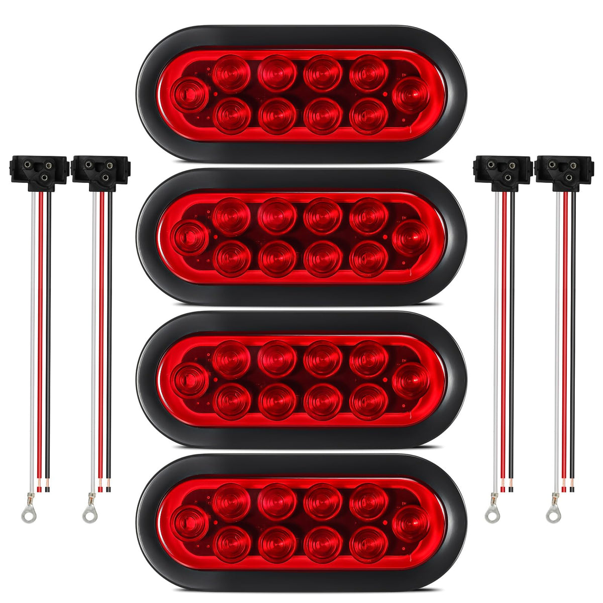 Partsam trailer LED red oval 6inch front view for nighttime visibility