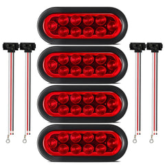 Partsam trailer LED red oval 6inch front view for nighttime visibility