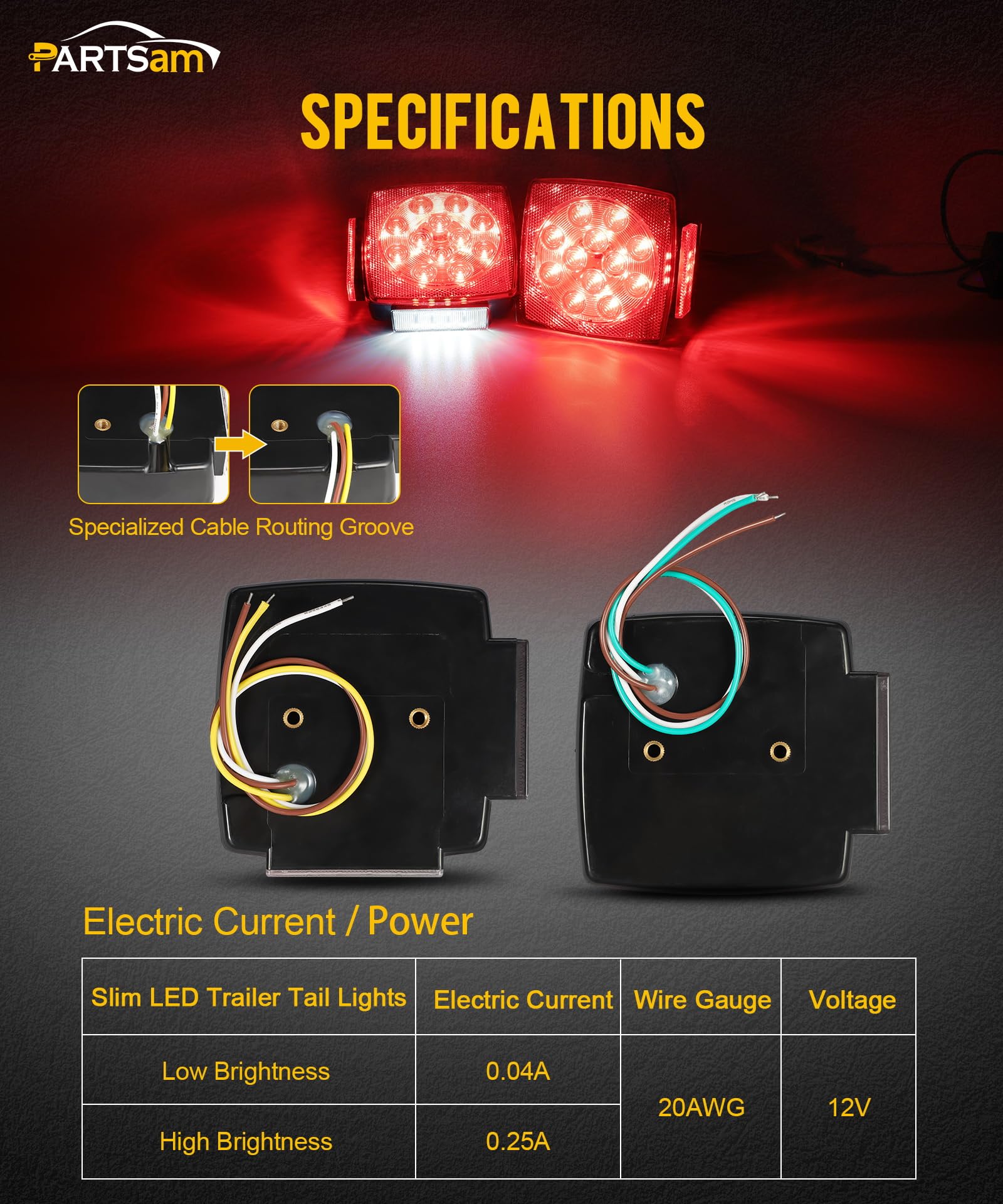 Partsam trailer light shows 3-wire connections for easy grounding