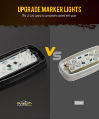 Partsam red double-bullseye marker LED improves rear signaling visibility.