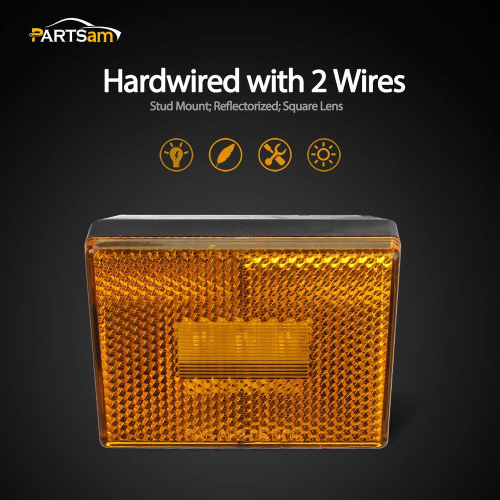 Partsam trailer marker light amber reflector enhances night visibility.