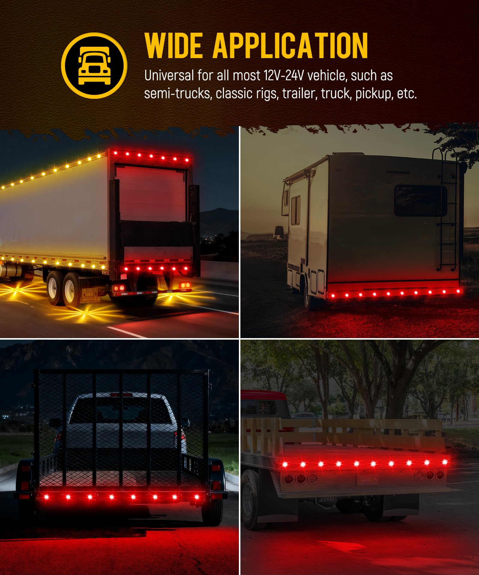 Partsam trailer marker watermelon light glass red enhances daytime presence.