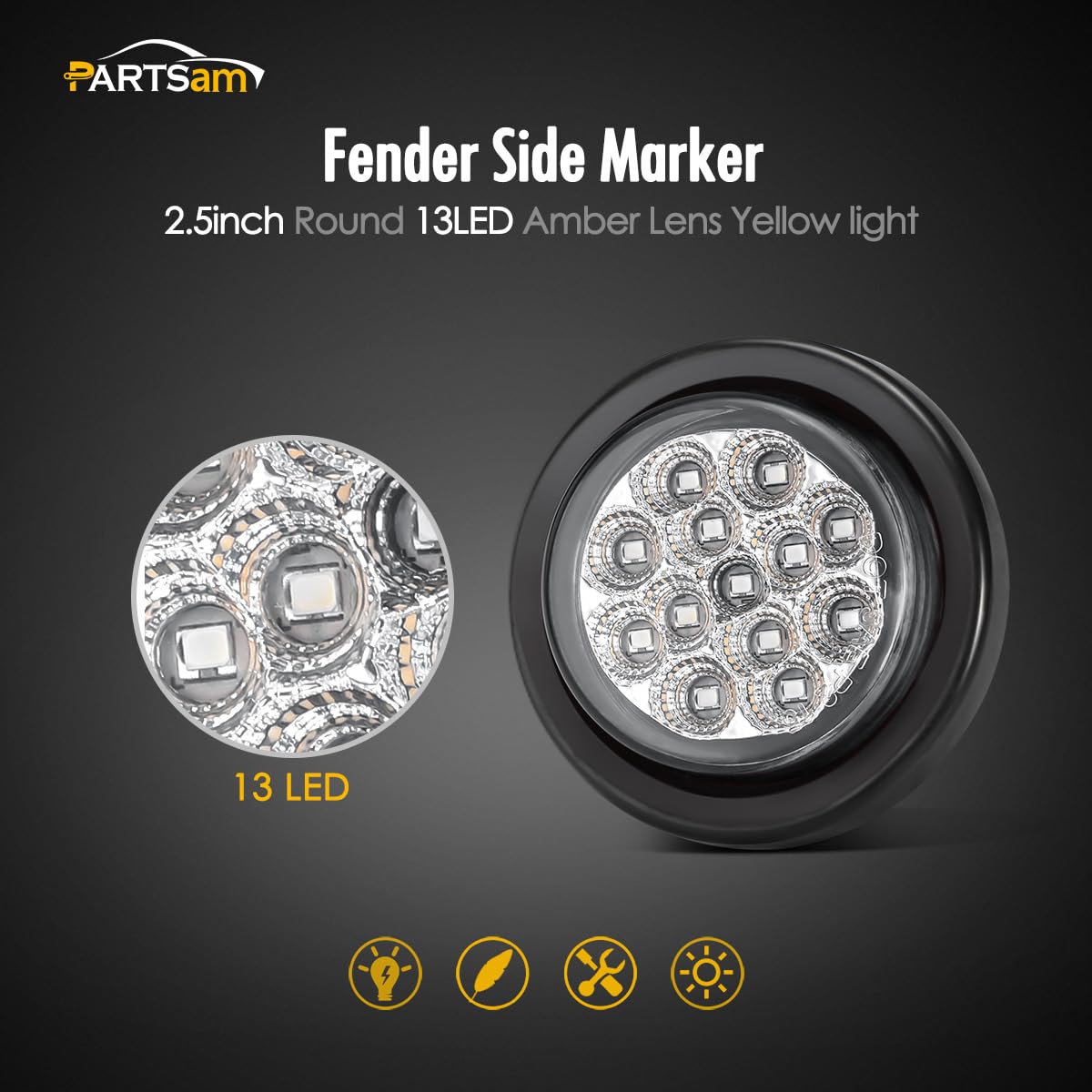 Partsam trailer side marker light with clear lens for day and night signaling