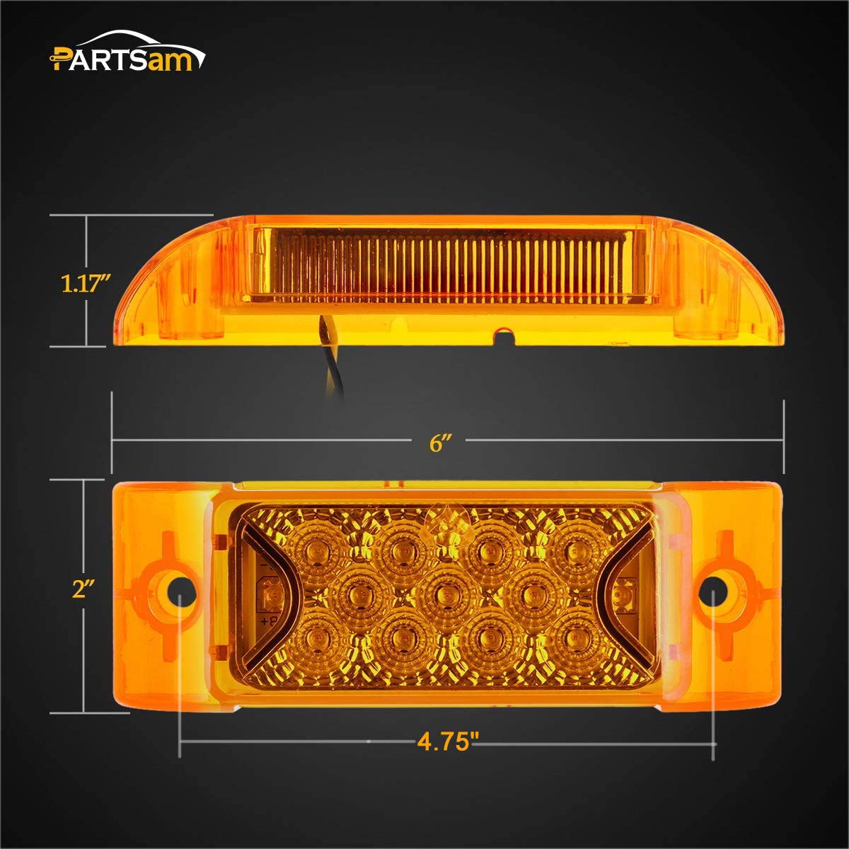 Partsam 6x2 marker light fits trucks and campers with simple mounting