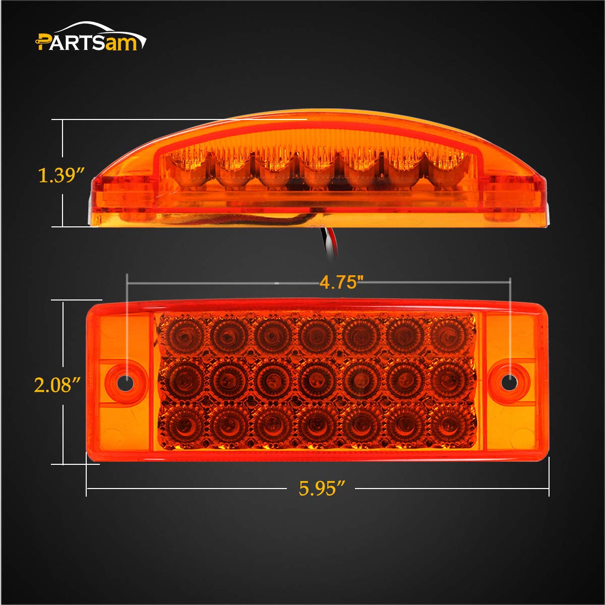 Partsam two-piece amber trailer lights set for fleet use.