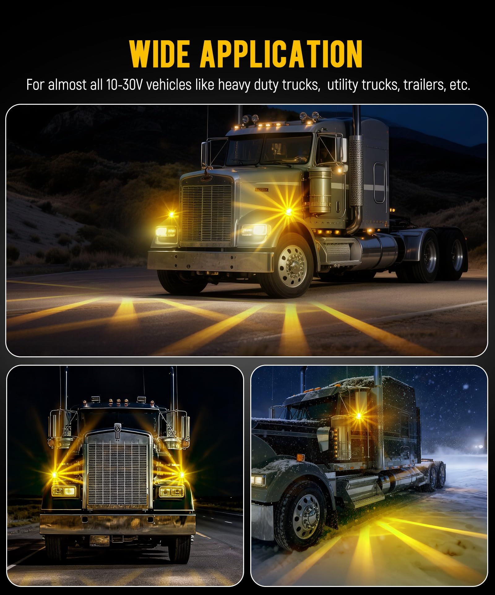 Partsam universal 10-30V compatibility fits Peterbilt and Freightliner fleets