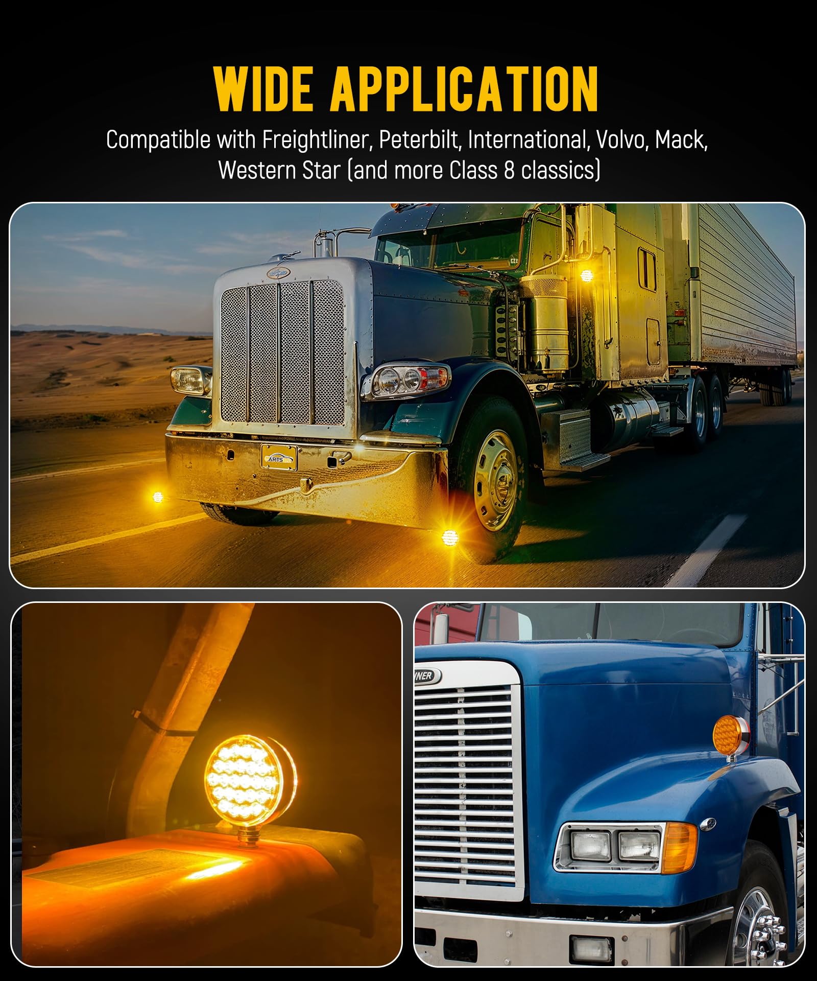 Partsam universal fender light suitable for trucks, trailers, RVs and buses.