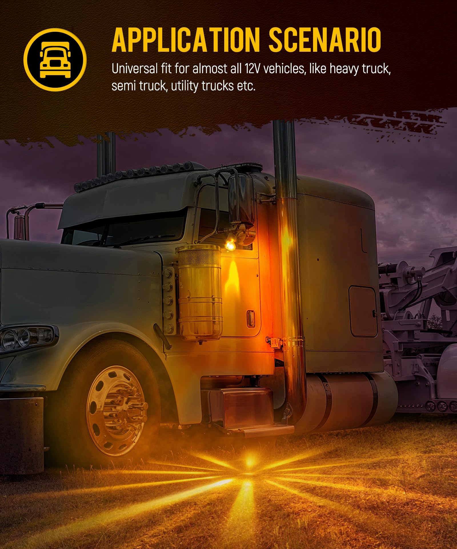 Partsam universal-fit watermelon lights for Freightliner, Peterbilt, Kenworth models