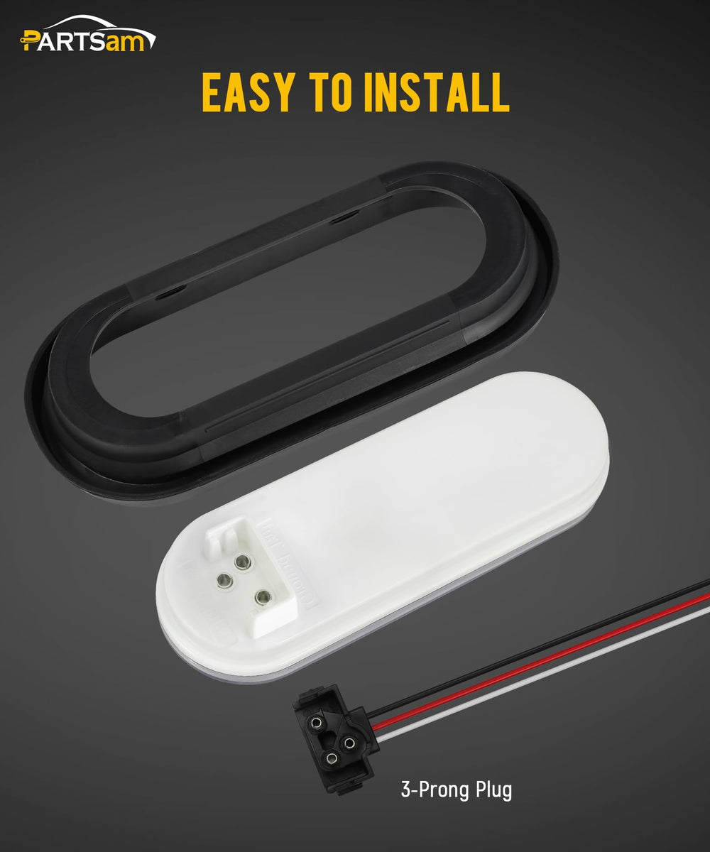 Partsam universal oval LED trailer light fits trucks, trailers, buses, and boats.