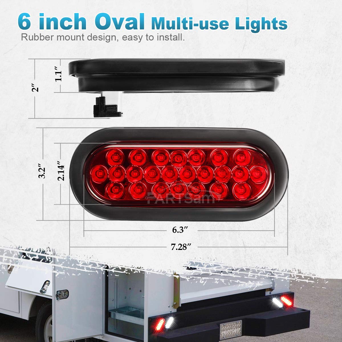 Partsam universal oval LED tail light for trucks and RVs