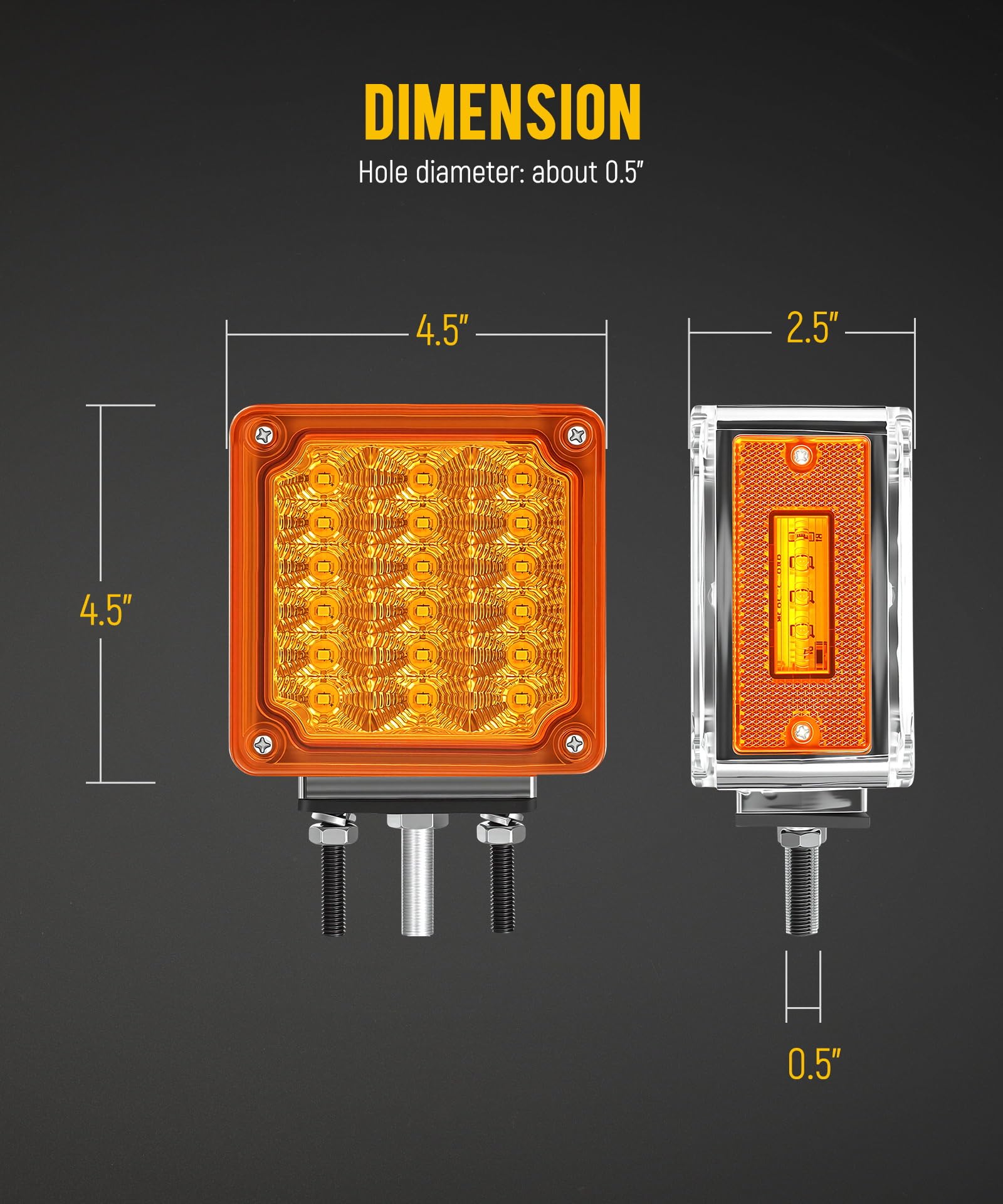 Partsam universal stud-mount pedestal light for easy truck trailer installation.
