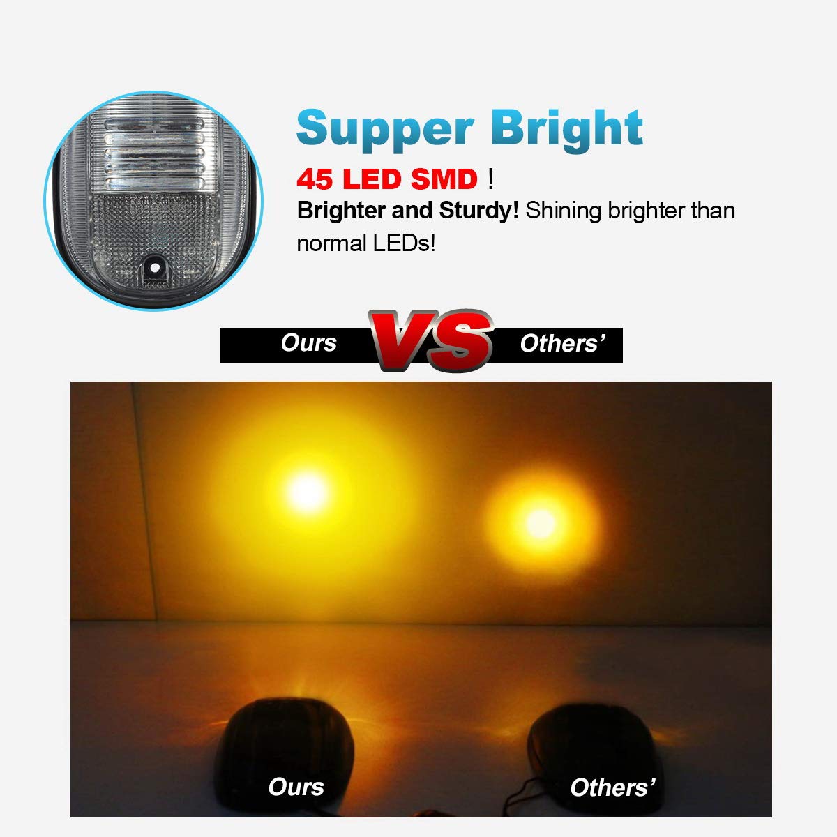Partsam UV-resistant ABS lens detail on cab marker light