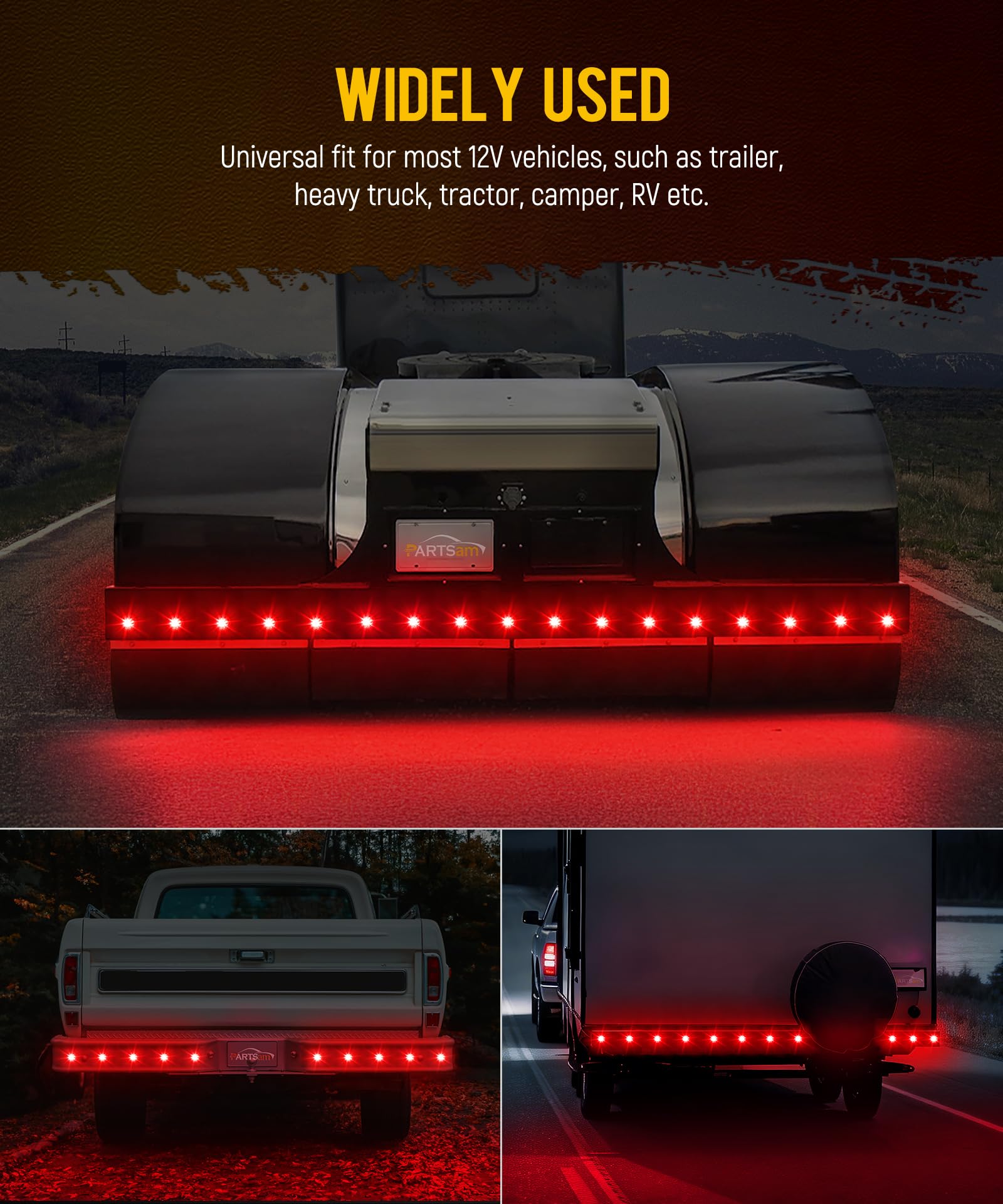Partsam 10-pack watermelon lights for trailers, trucks, and RVs.