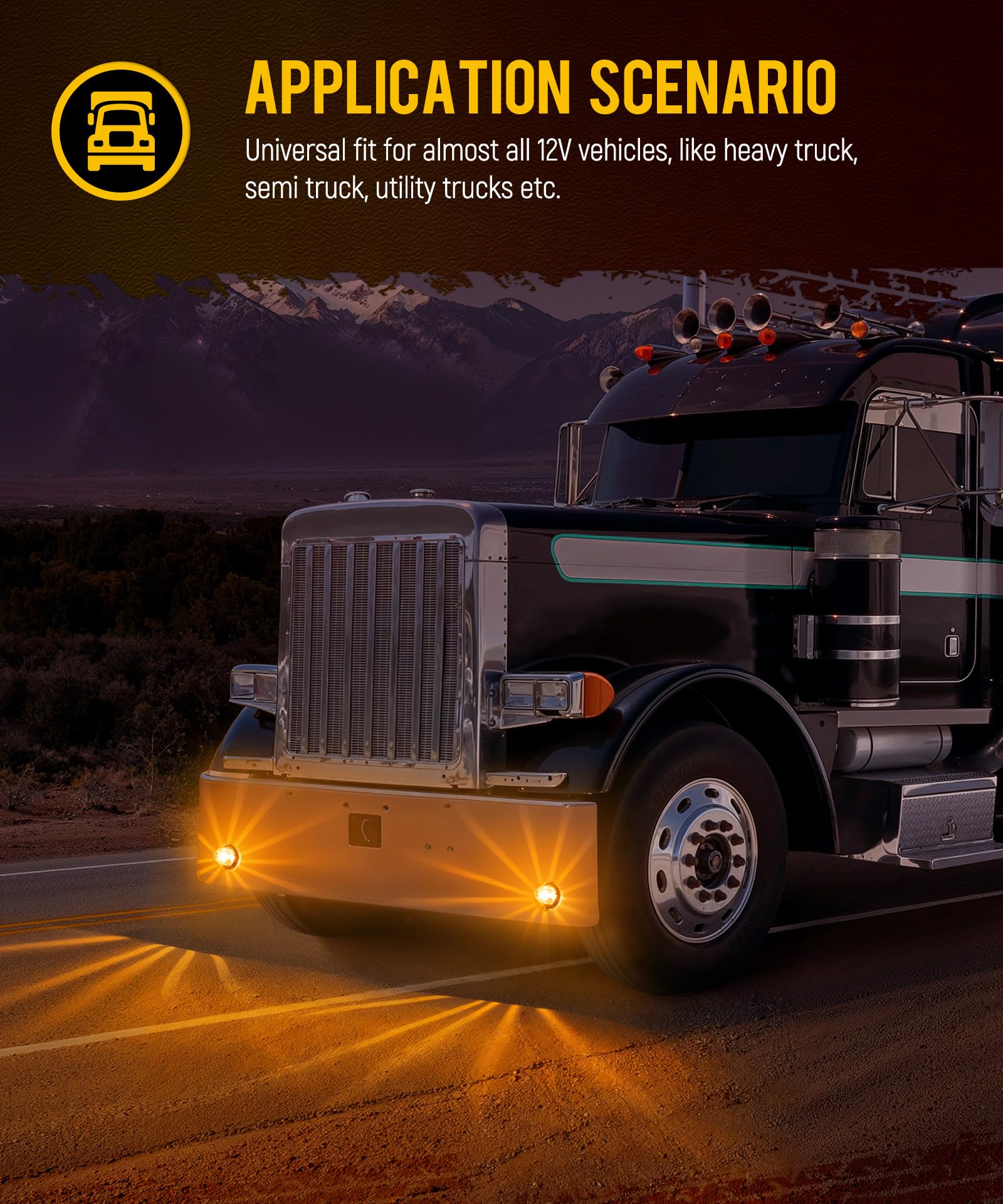 Partsam LED side marker lights reveal starburst patterns at dusk.