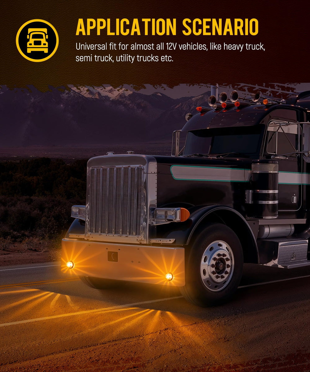 Partsam LED side marker lights reveal starburst patterns at dusk.