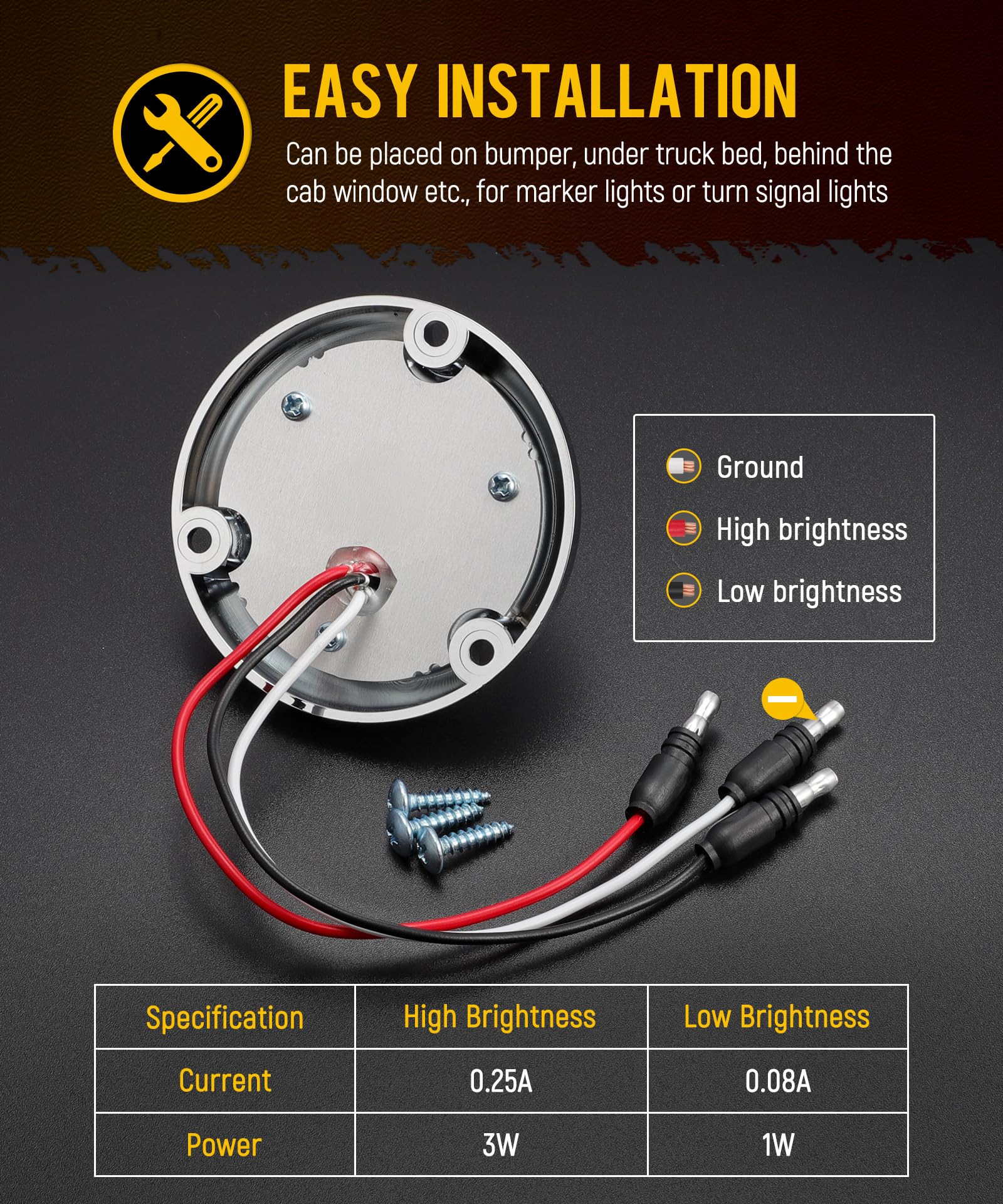 Partsam universal 12V-24V watermelon light for trucks and trailers.
