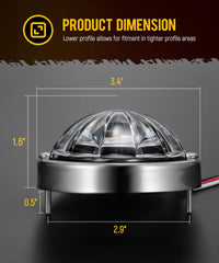 Partsam watermelon light low-profile design fits tight spaces on vehicles.