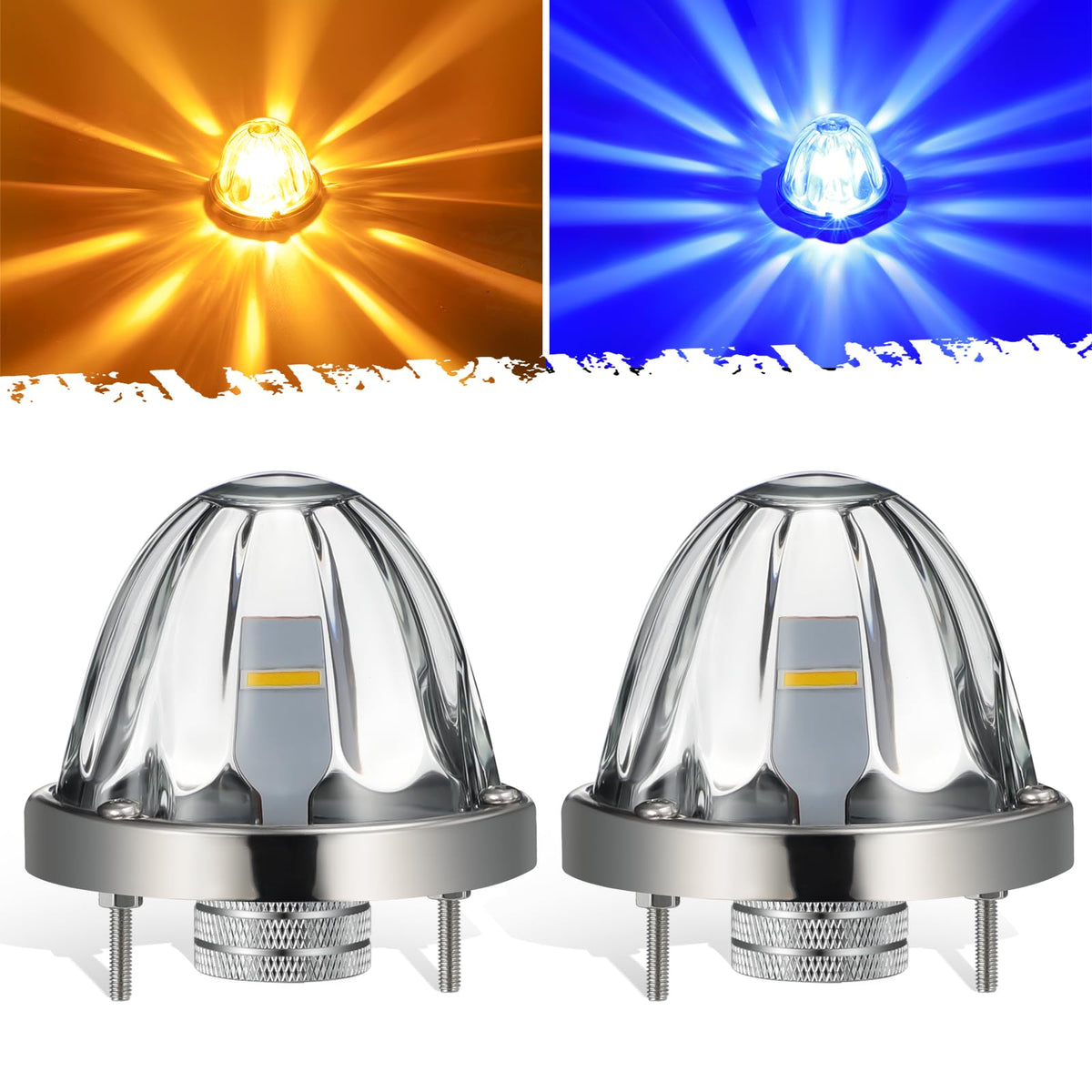Partsam watermelon lights dual-color amber blue for bold marker visibility on trucks