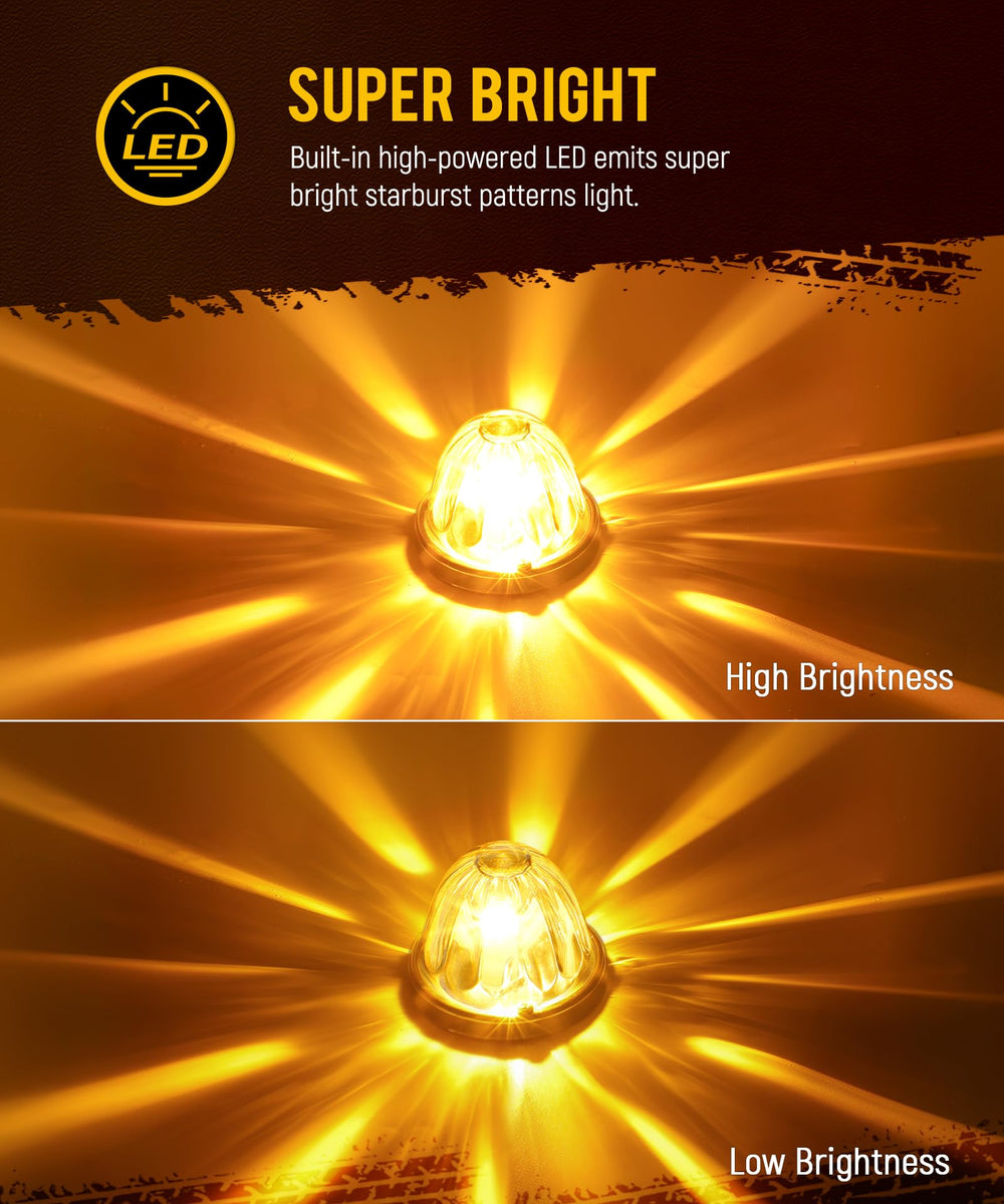 Partsam watermelon light close-up showing amber LED starburst pattern for brighter signaling