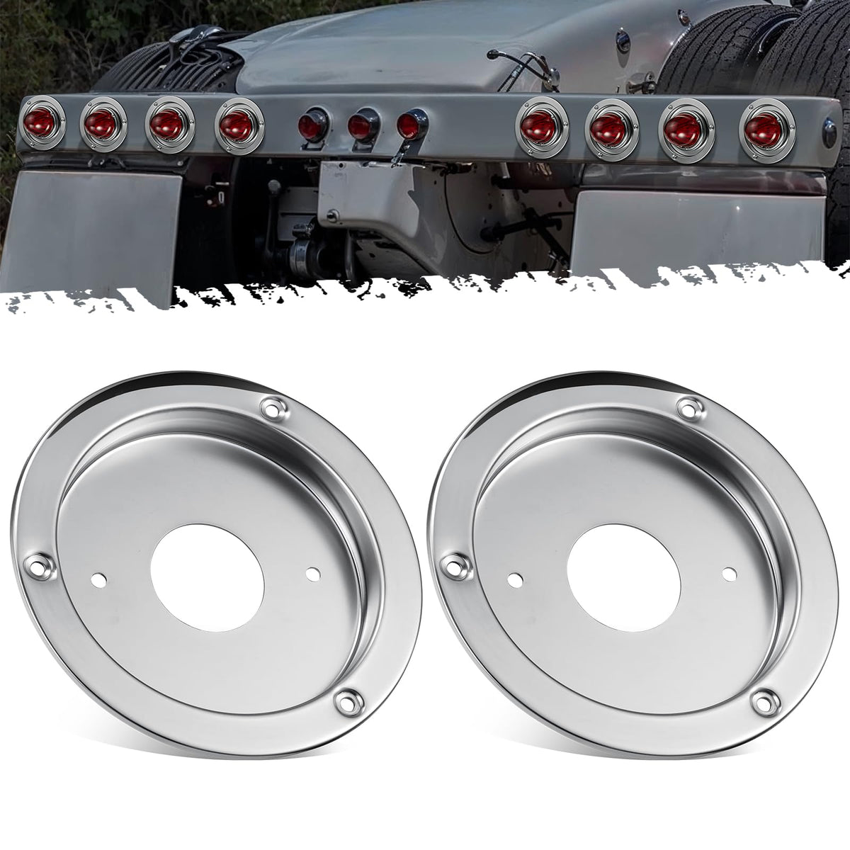 Partsam watermelon lights bunk adapter in stainless steel for secure 4-inch bezel mounting