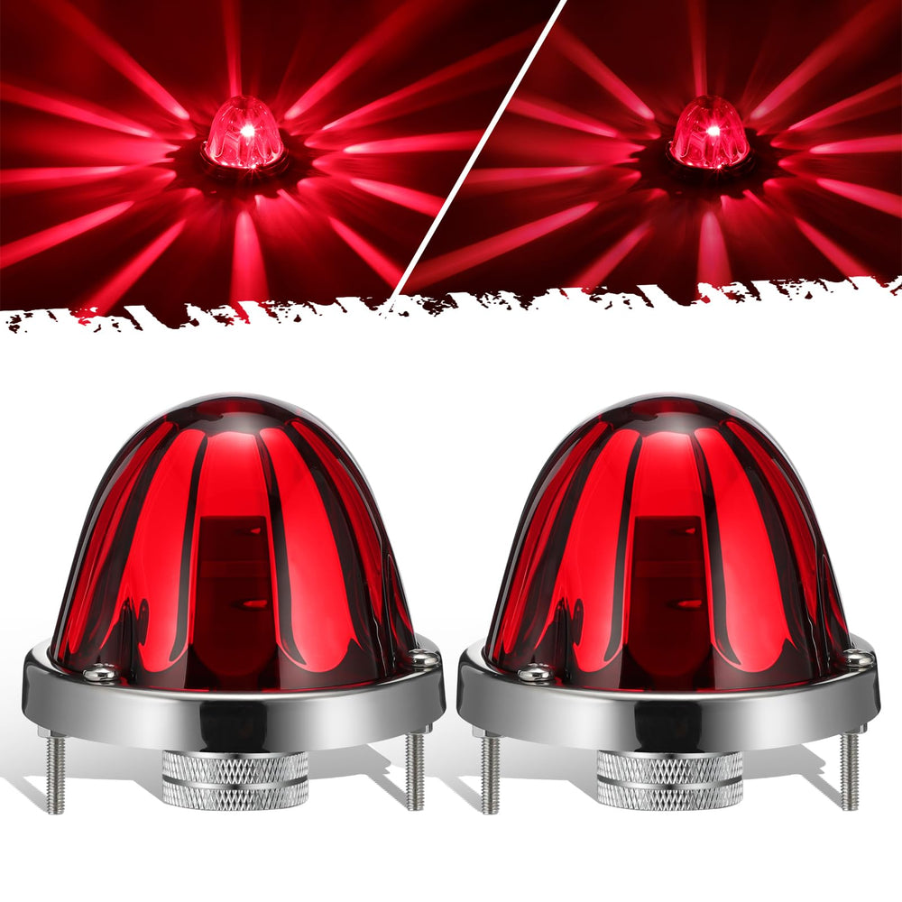 Partsam watermelon lights front view; red glass lens boosts bumper visibility