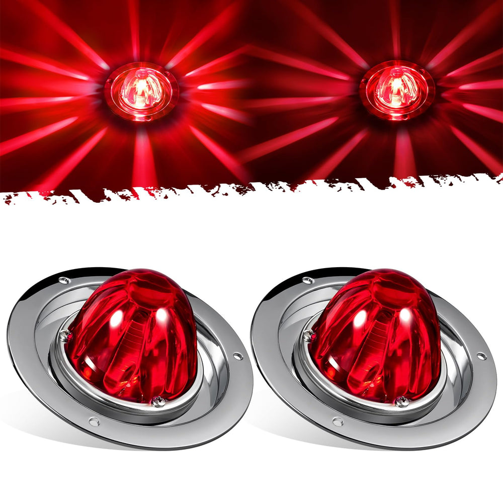 Partsam Watermelon Lights with red glass lens on a Peterbilt for enhanced rear visibility