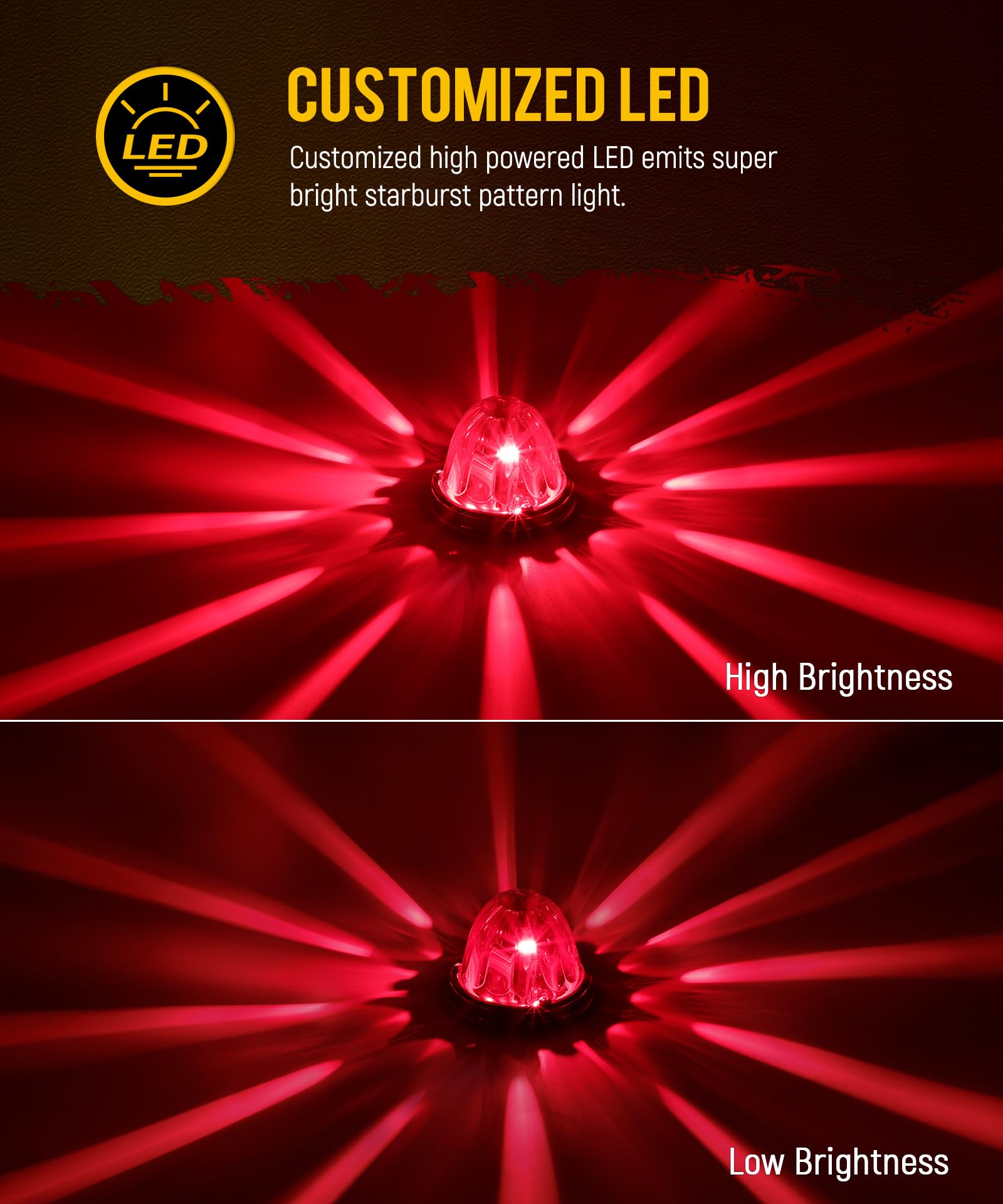 Partsam watermelon lights side marker; red glass lens improves side visibility