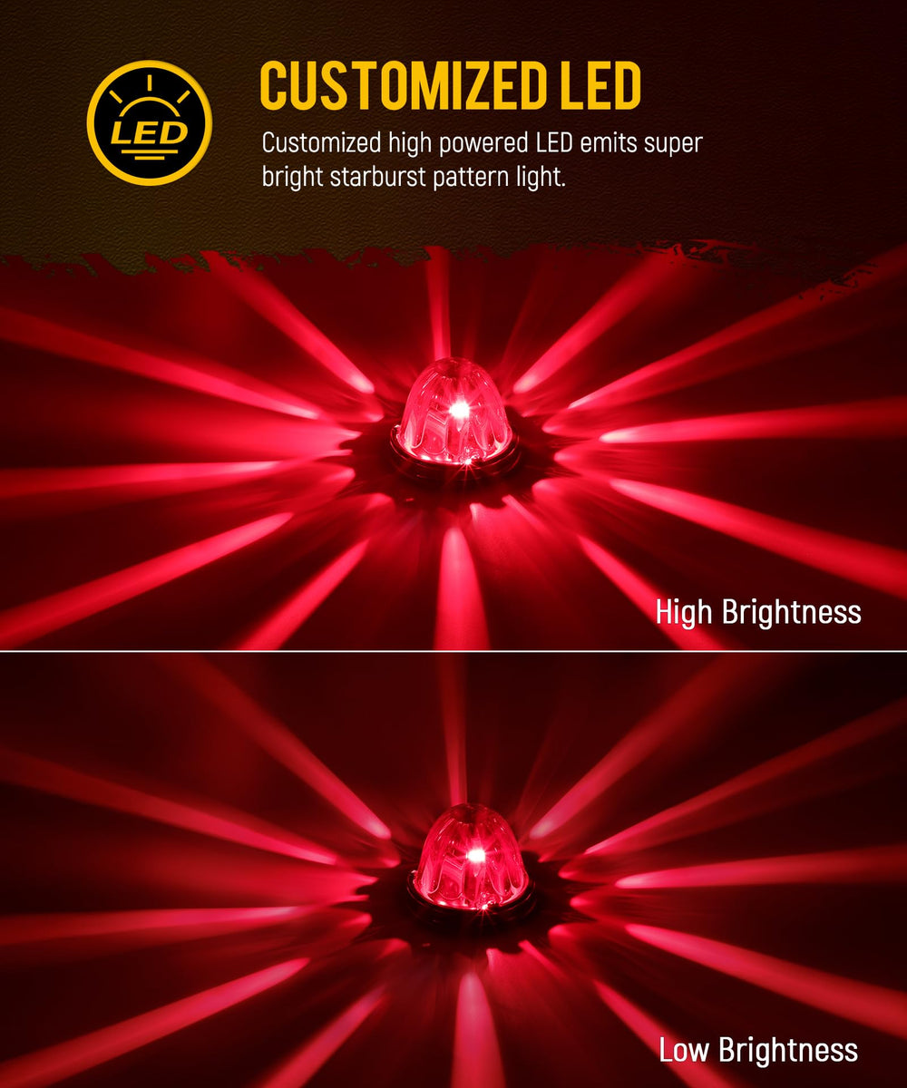 Partsam watermelon lights side marker; red glass lens improves side visibility