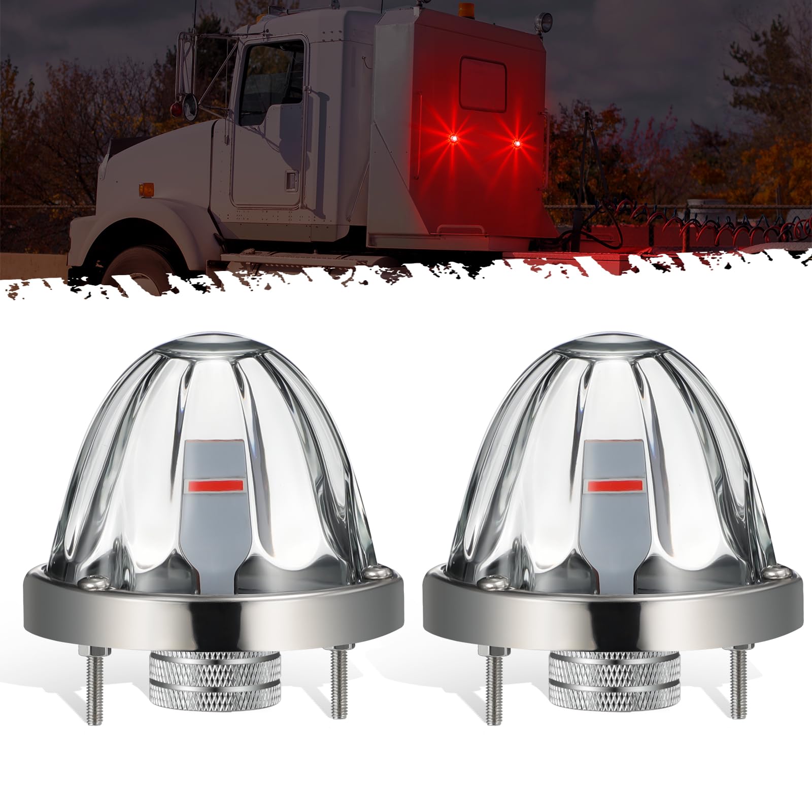Partsam Watermelon Lights with red LED side marker for enhanced truck visibility.
