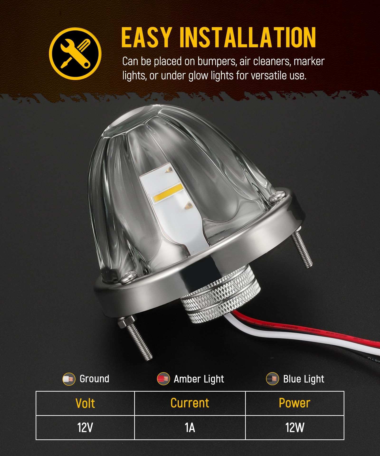 Partsam watermelon lights truck installation with three-wire wiring