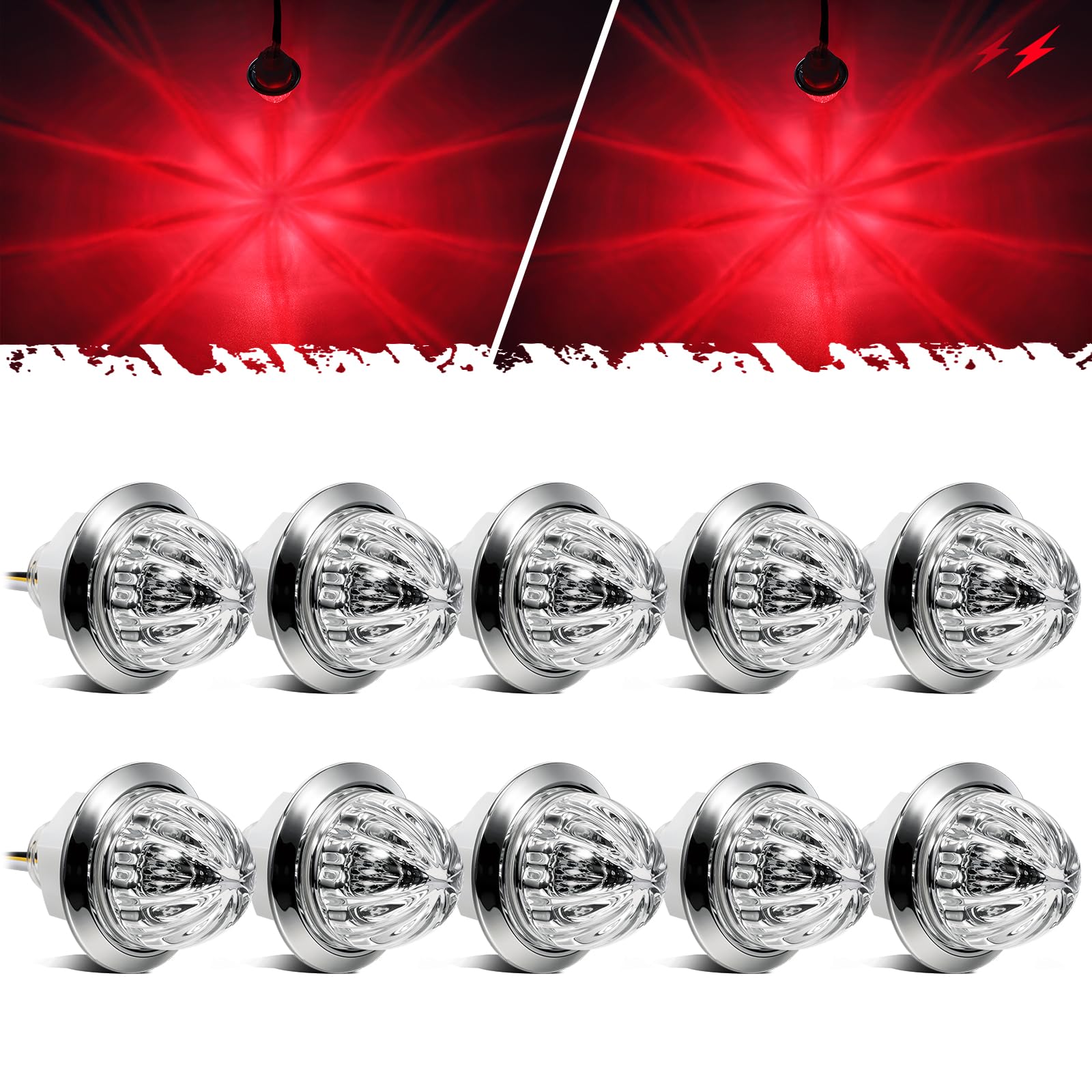 Partsam watermelon side marker light with high brightness for trailer visibility.